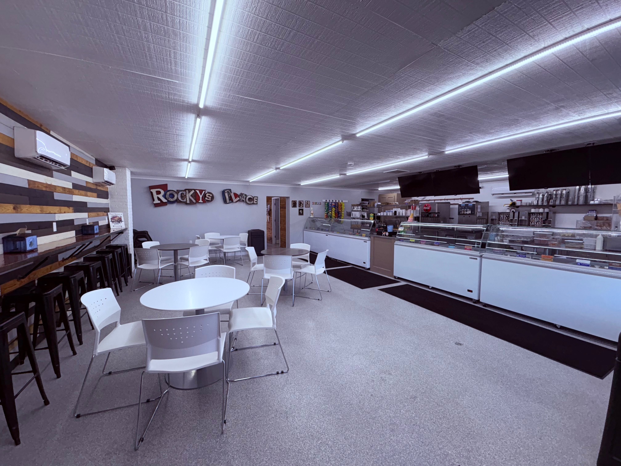 Inside Rocky's Place dining and service area
